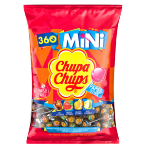 Chupa Chups mini sucettes goûts assortis sachet 360 pièces soit sachet 1.8 kg