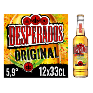 Desperados ORIGINAL Bière aromatisée à un spiritueux à base d'agave 5.9% 12 x 33 cl verre perdu soit 3.96 L