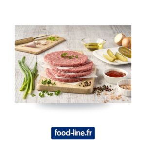 Steak haché Factory 45 g – 100% pur bœuf halal, surgelé IQF – Carton de 100